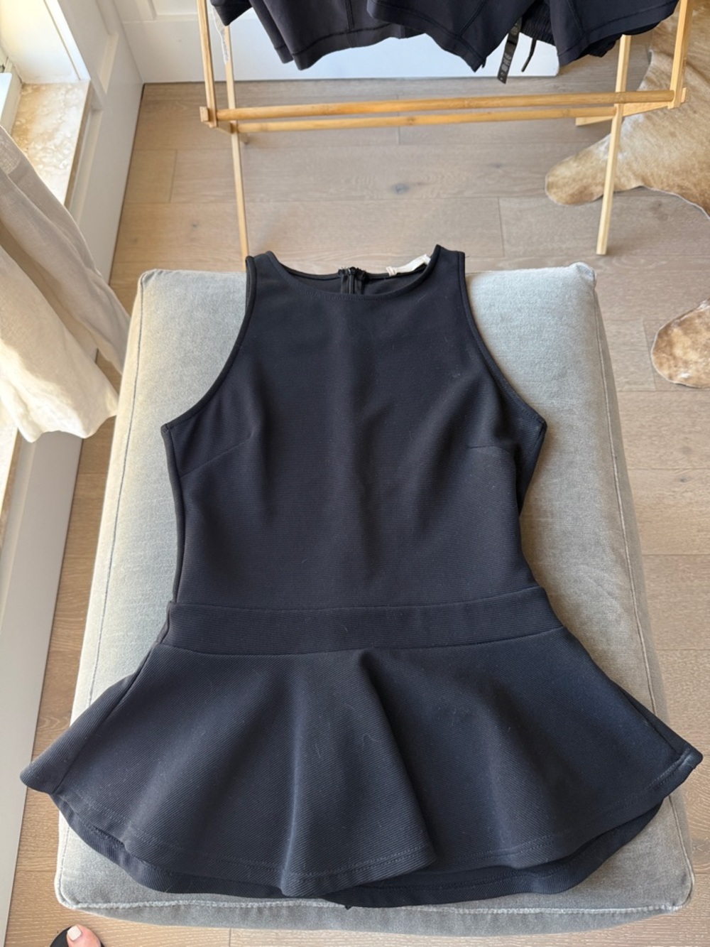 Lush Black Textured peplum shirt
